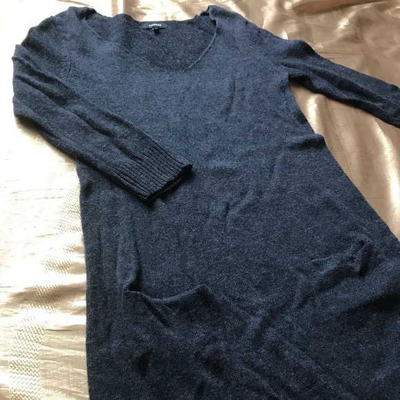 Express Dark Grey Long Sleeve Sweater Dress - Picture 3 of 3